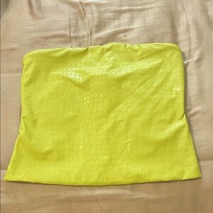 Naked Wardrobe Chartreuse Croc-Embossed Tube Top